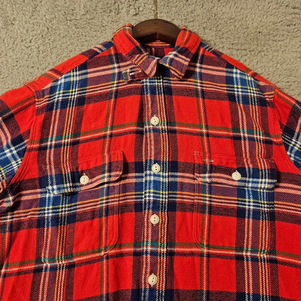 Ralph Lauren Shirt Men Medium Red Plaid Twill Classic Fit Button Workshirt NWT